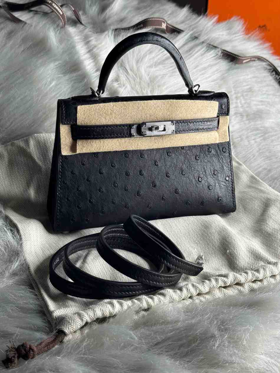 Hermes Kelly Bag Ostrich In Mini - Image 21