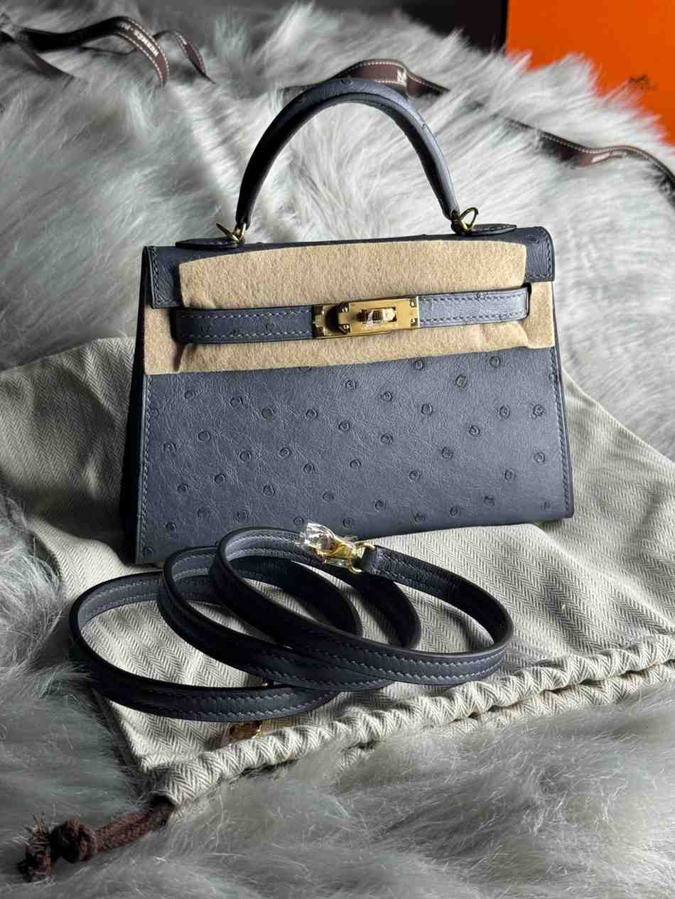 Hermes Kelly Bag Ostrich In Mini - Image 24