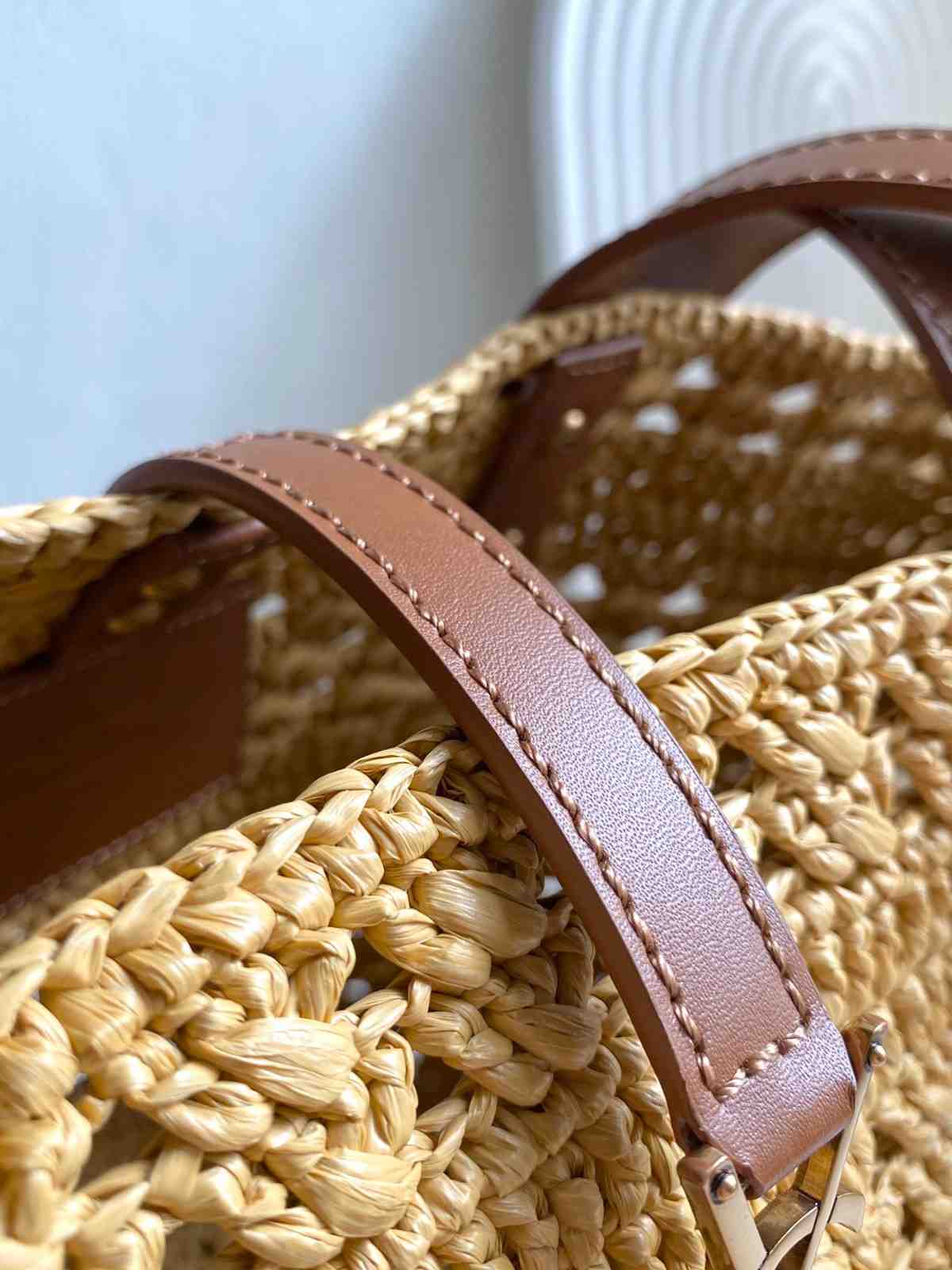 ysl Panier medium raffia basket bag