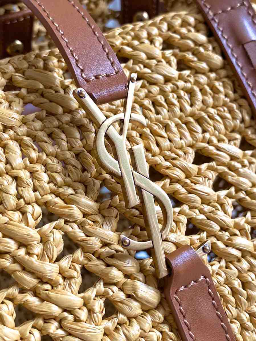 ysl Panier medium raffia basket bag