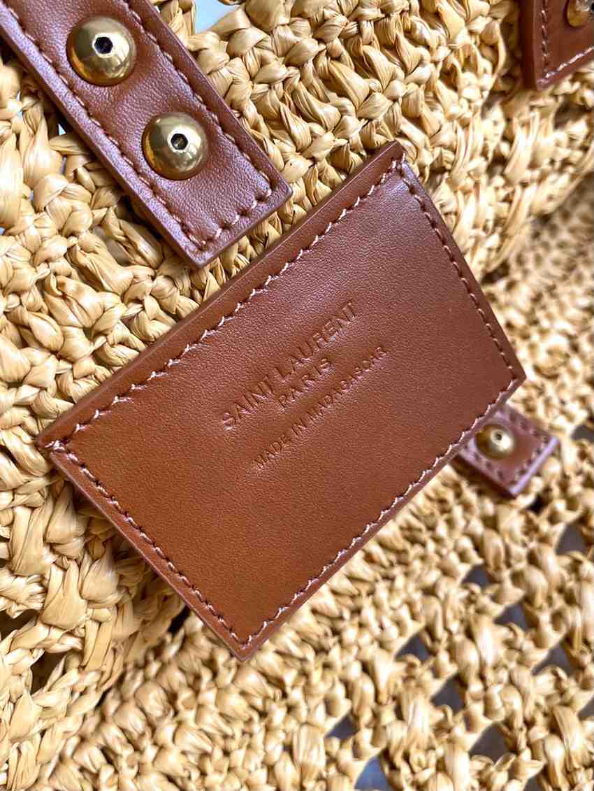 ysl Panier medium raffia basket bag