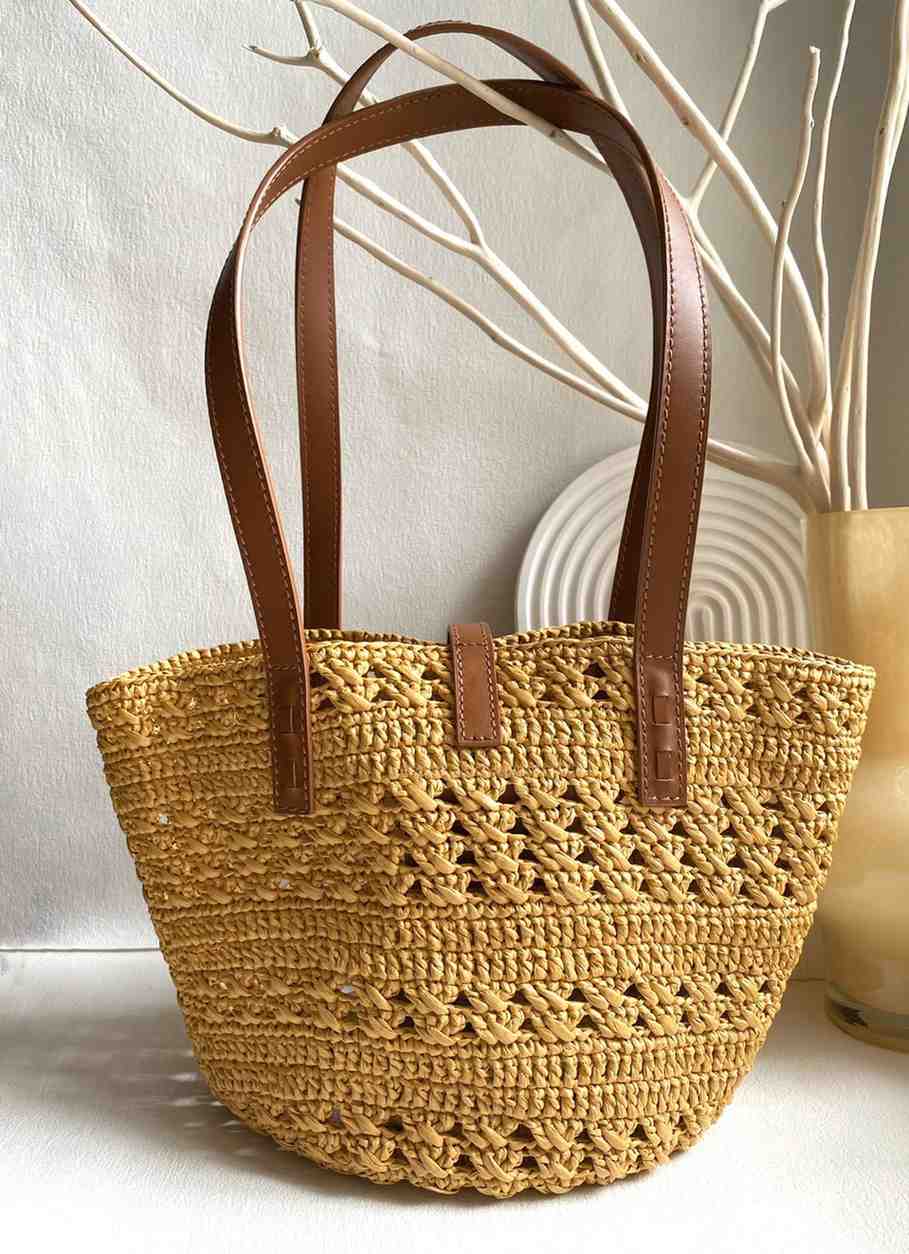 ysl Panier medium raffia basket bag
