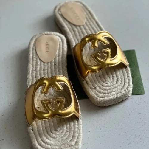 Gucci Espadrille Sandals In Interlocking G Cut Out