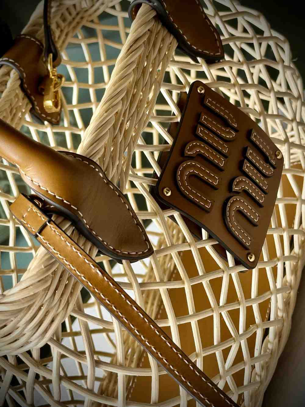 Miu Miu Woven Fabric Tote Bag