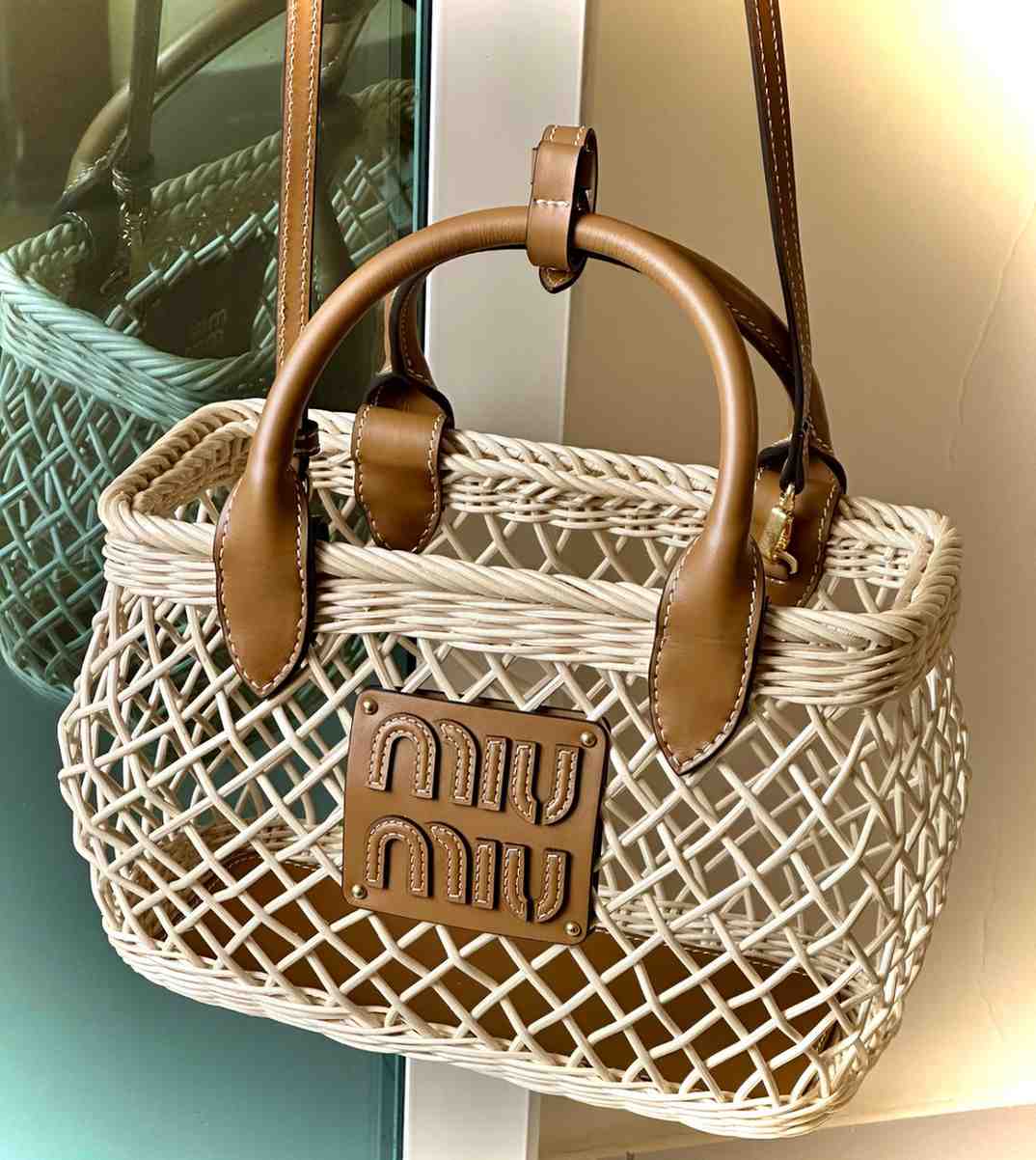 Miu Miu Woven Fabric Tote Bag