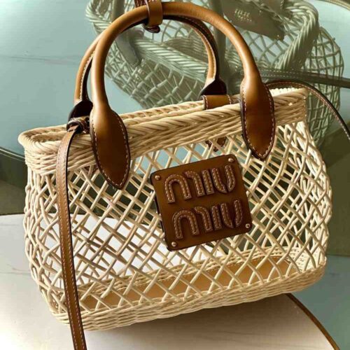 Miu Miu Woven Fabric Tote Bag