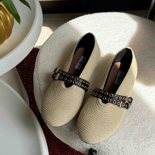 Alaia Ballet Flats In Paper Straw