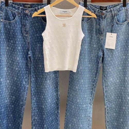 chanel denim pants