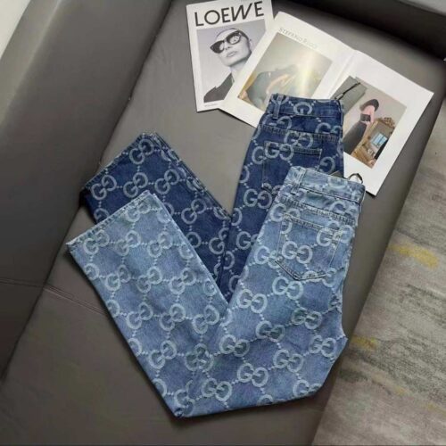 Gucci Women's Blue GG Jacquard Jeans