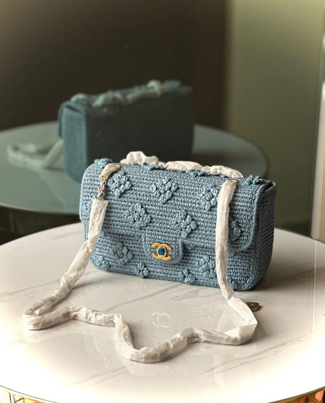chanel 24p raffia bag