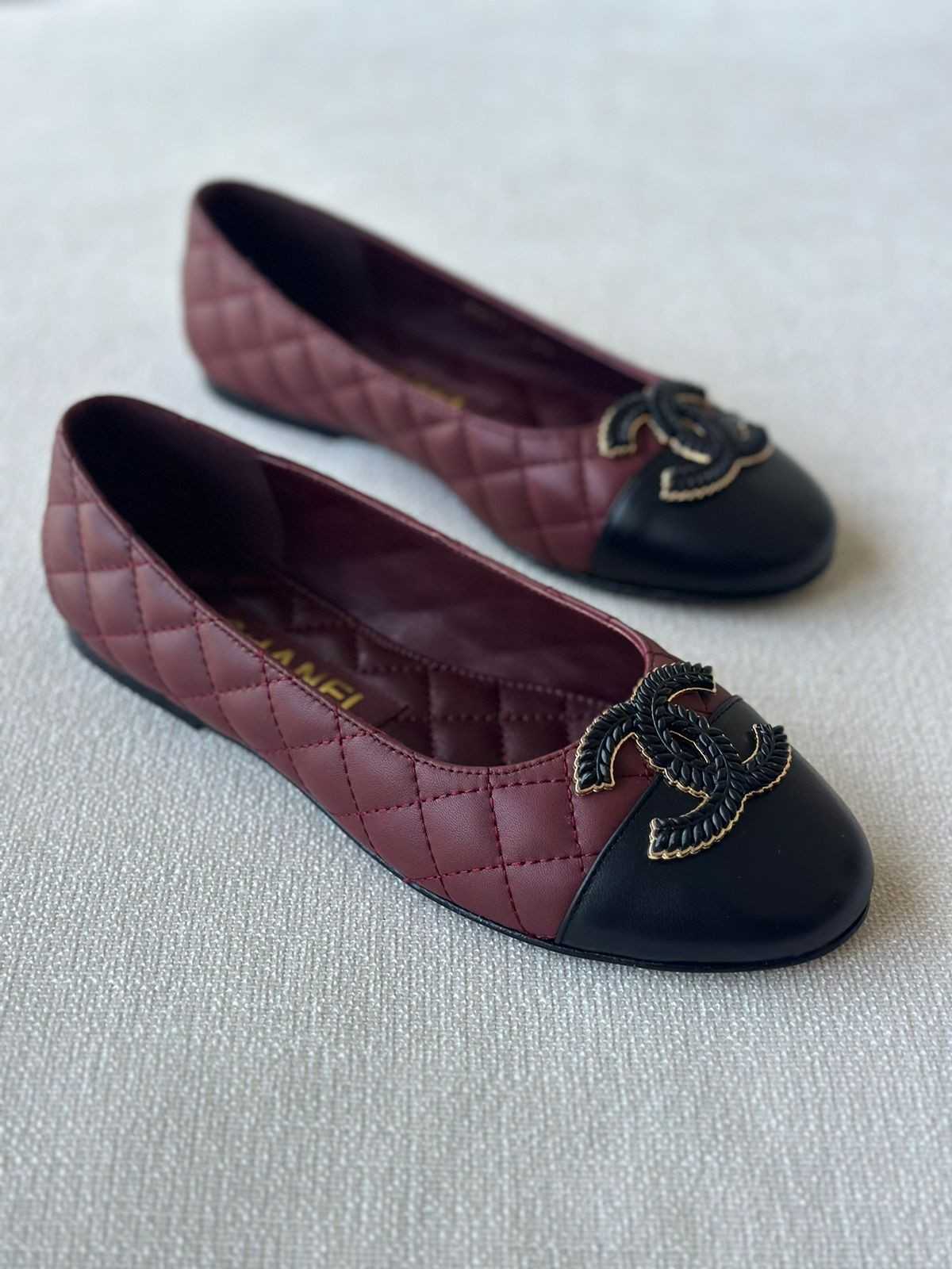 chanel quilted ballet flats