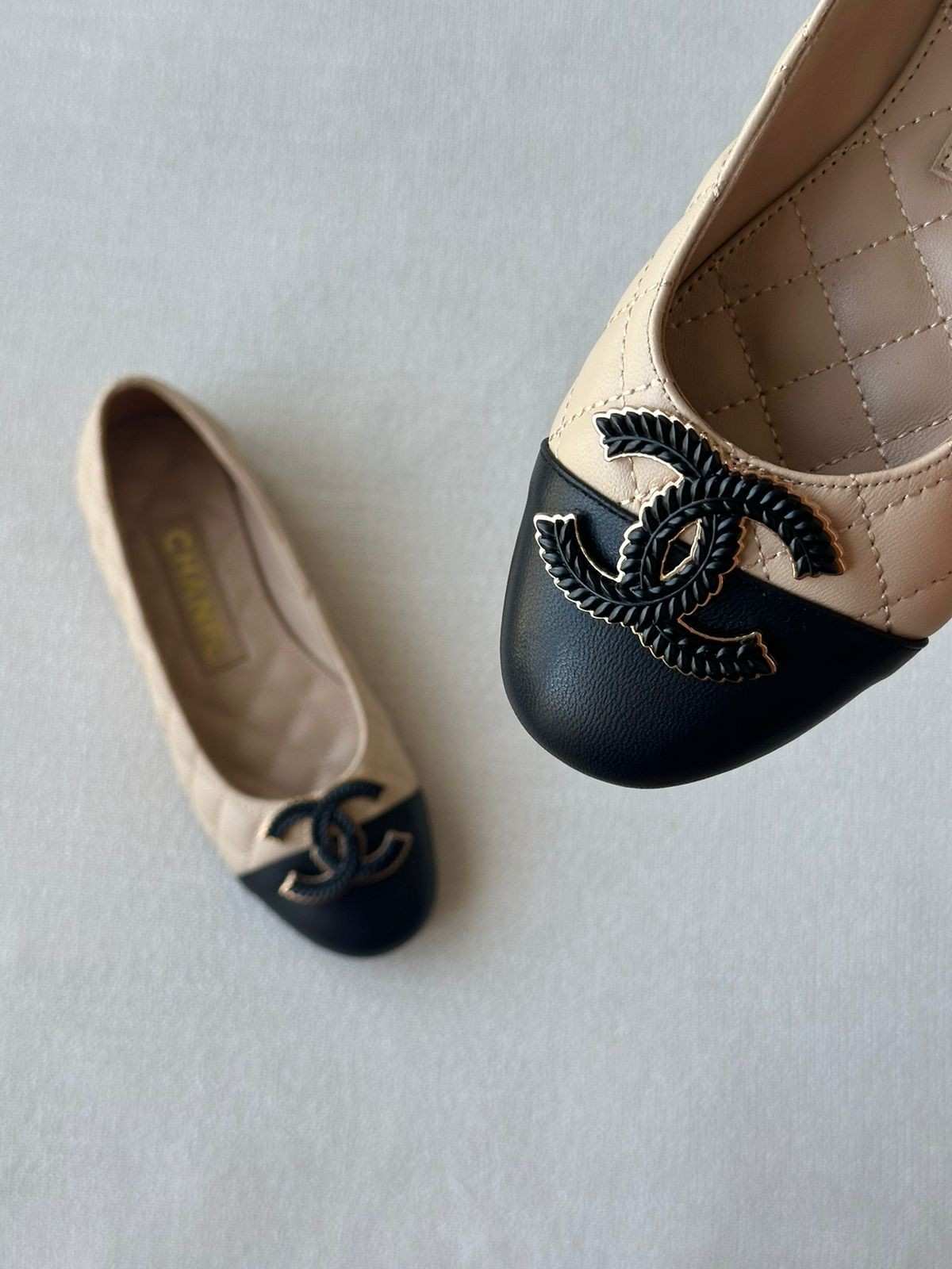 chanel quilted ballet flats