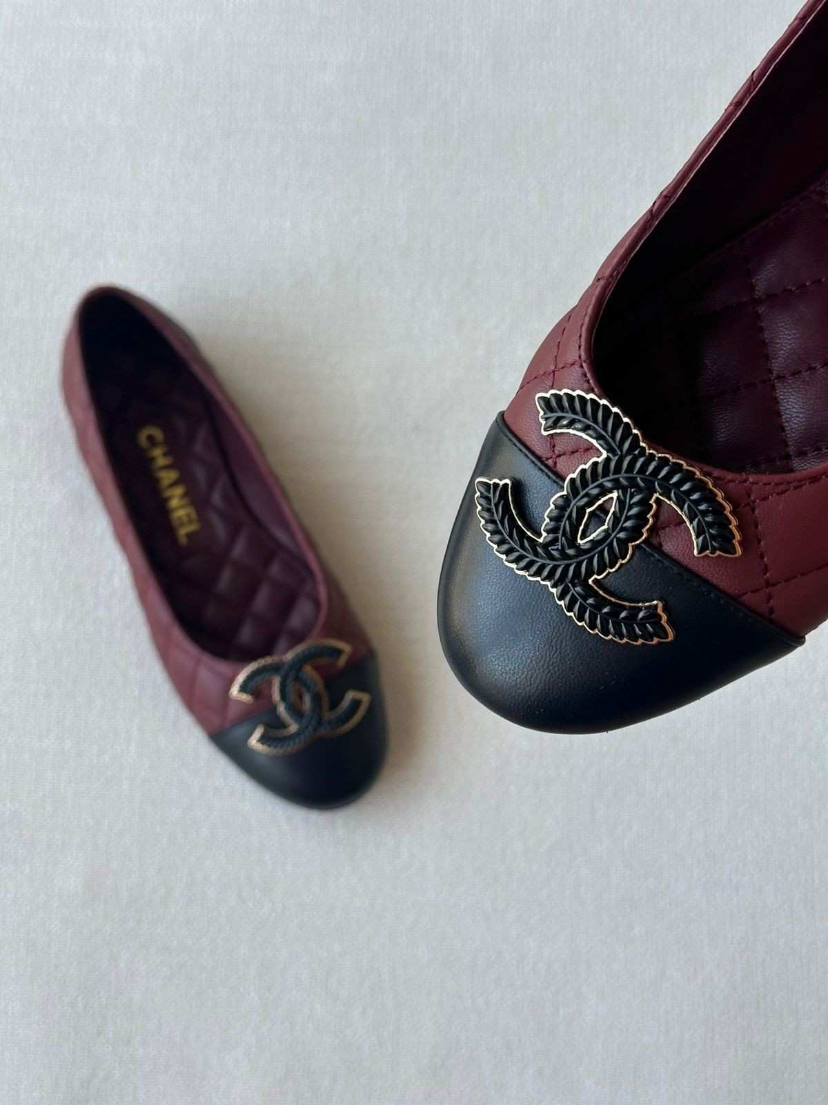 chanel quilted ballet flats