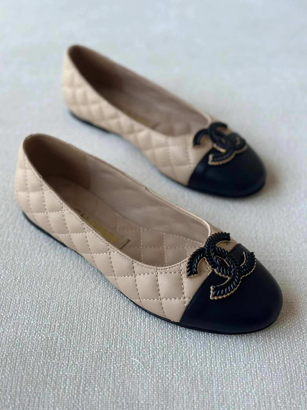 chanel quilted ballet flats