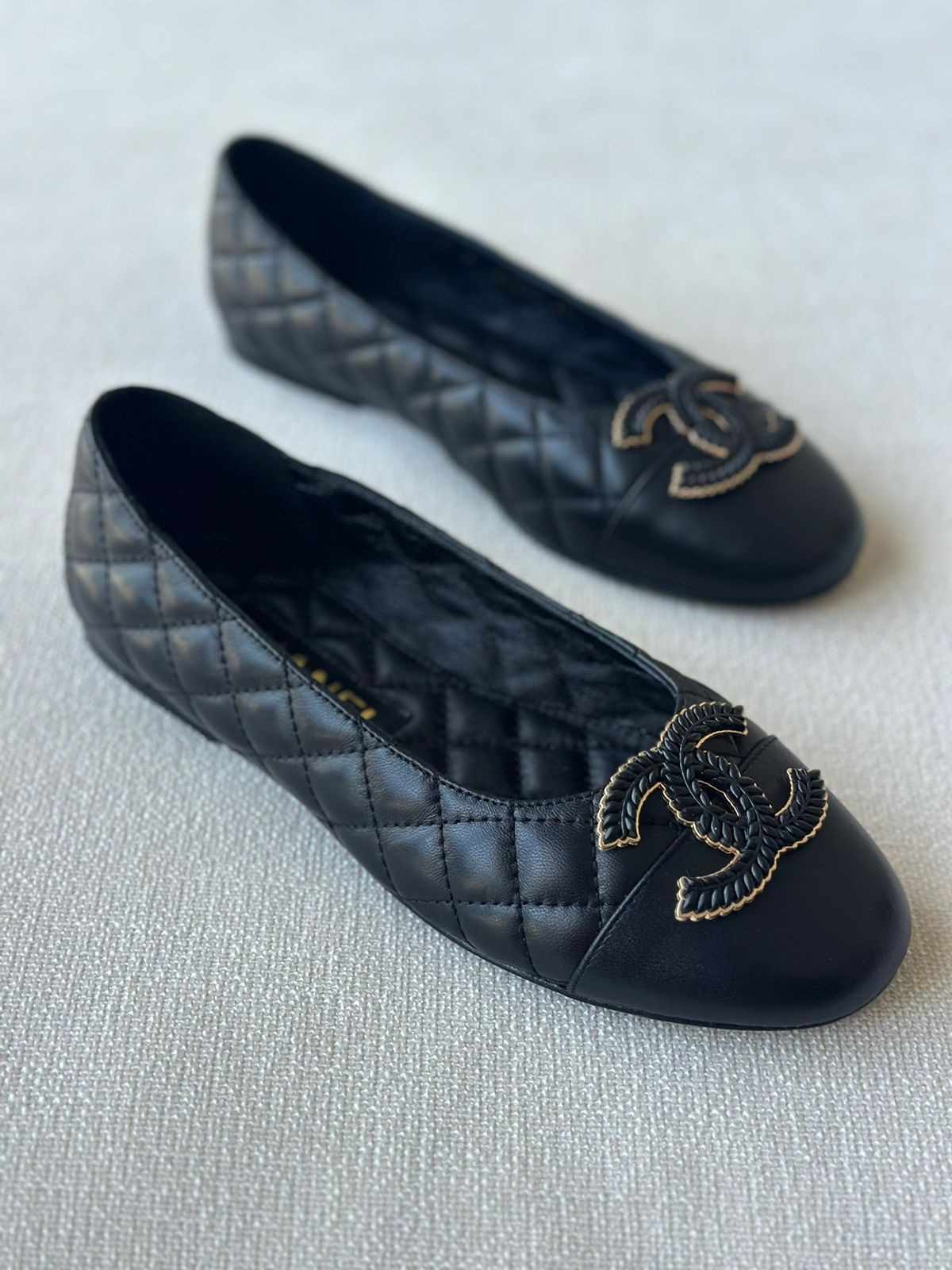 chanel quilted ballet flats