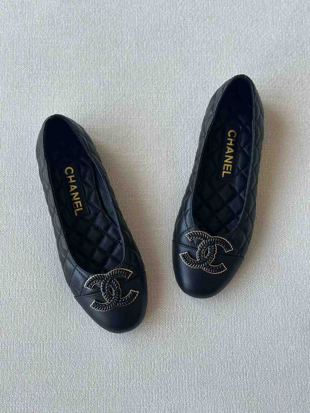 chanel quilted ballet flats