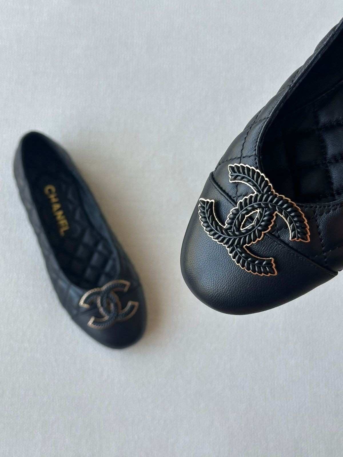 chanel quilted ballet flats