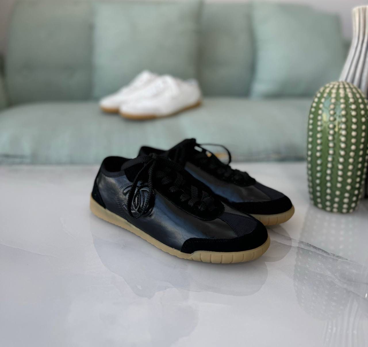 black chanel trainers