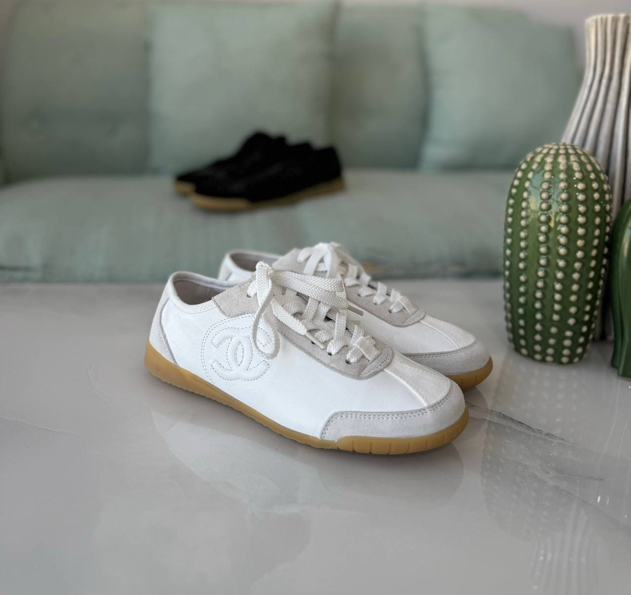 chanel white trainers