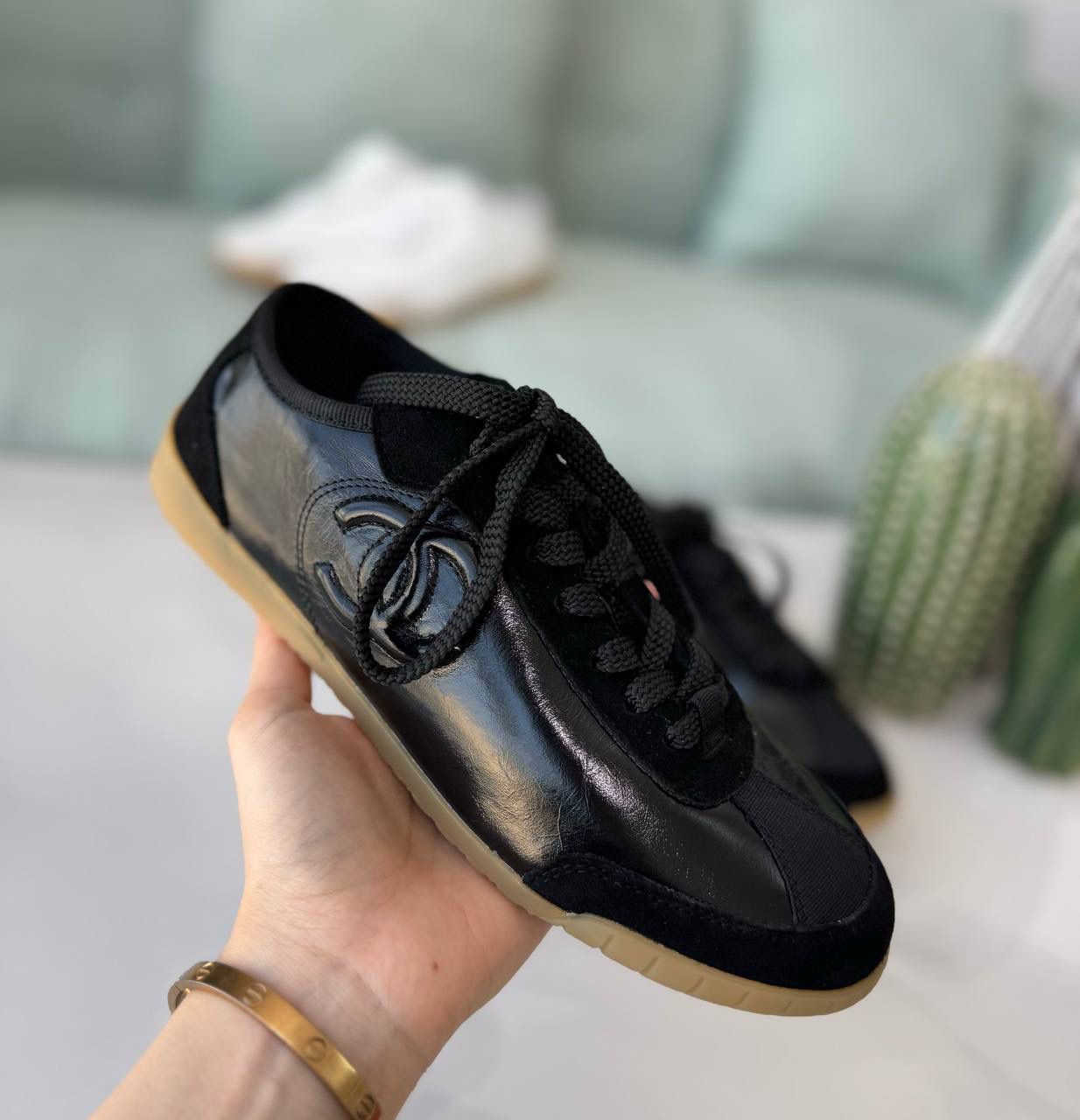 black chanel trainers