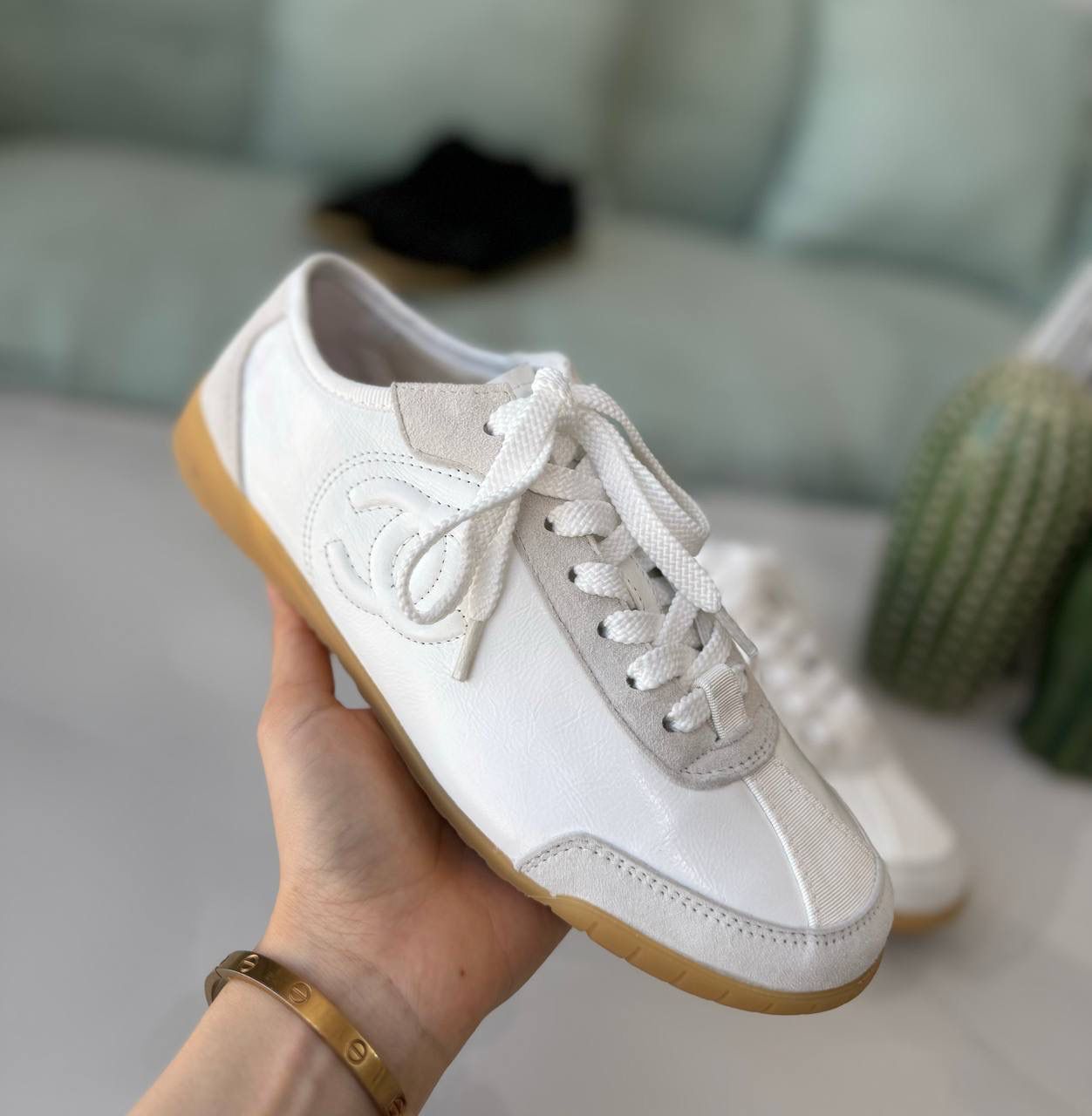 chanel white trainers