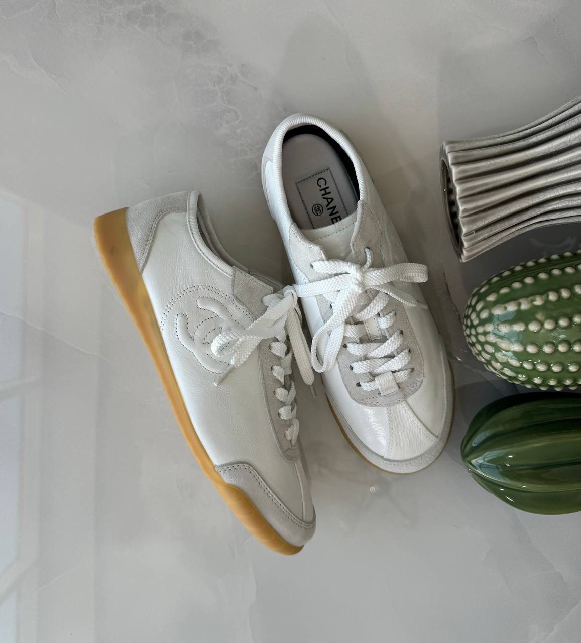 chanel white trainers