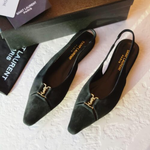 ysl babylone Satin Slingback Flats