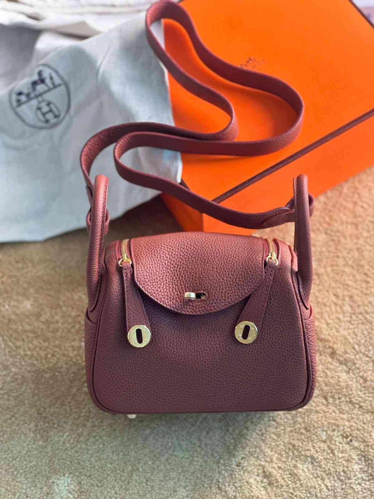 hermes mini lindy dark brown
