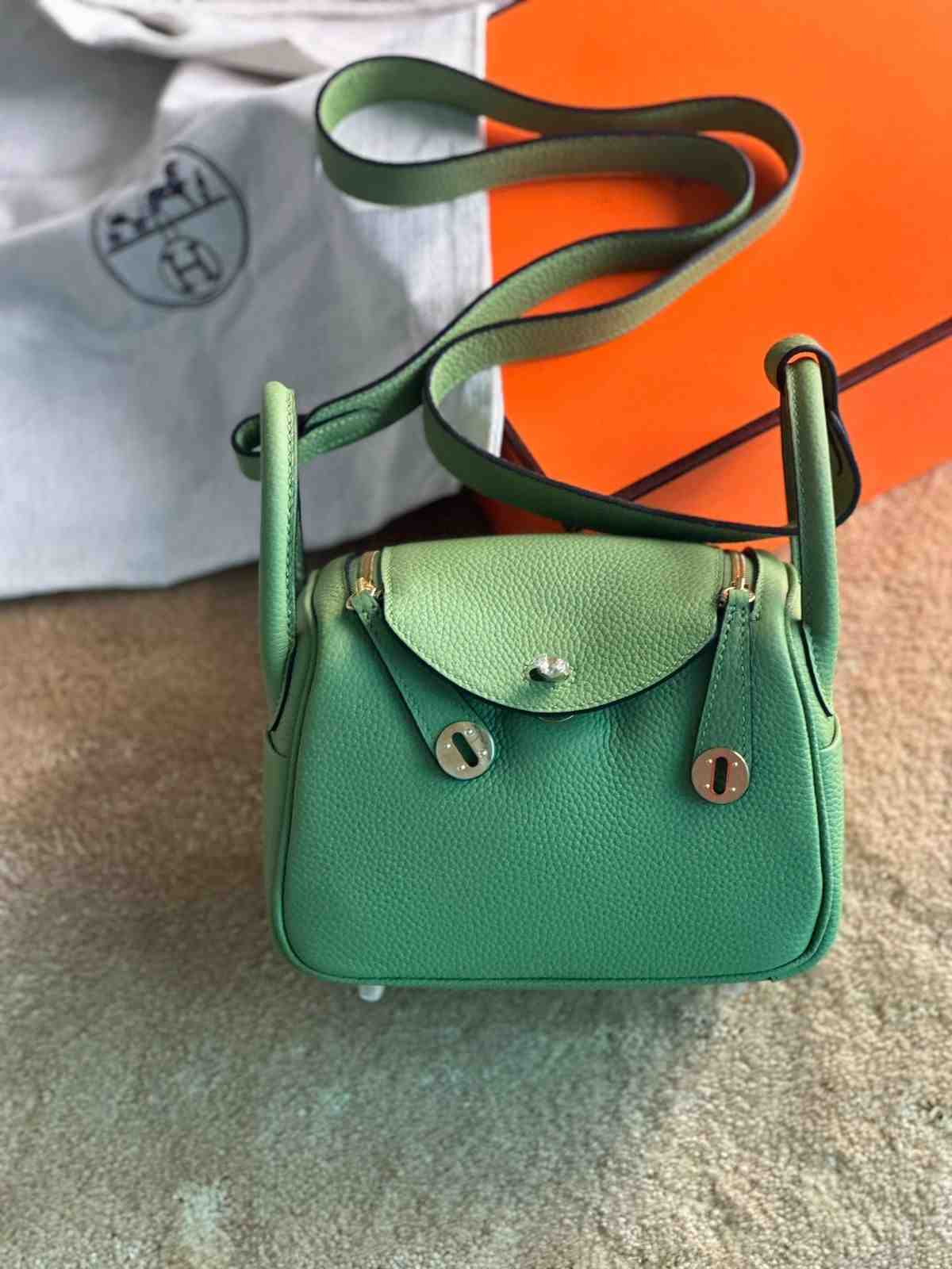 hermes mini lindy light green