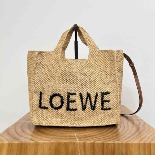 loewe font medium raffia tote