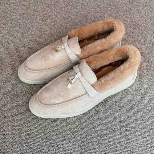 loro piana fur shoes​ brown