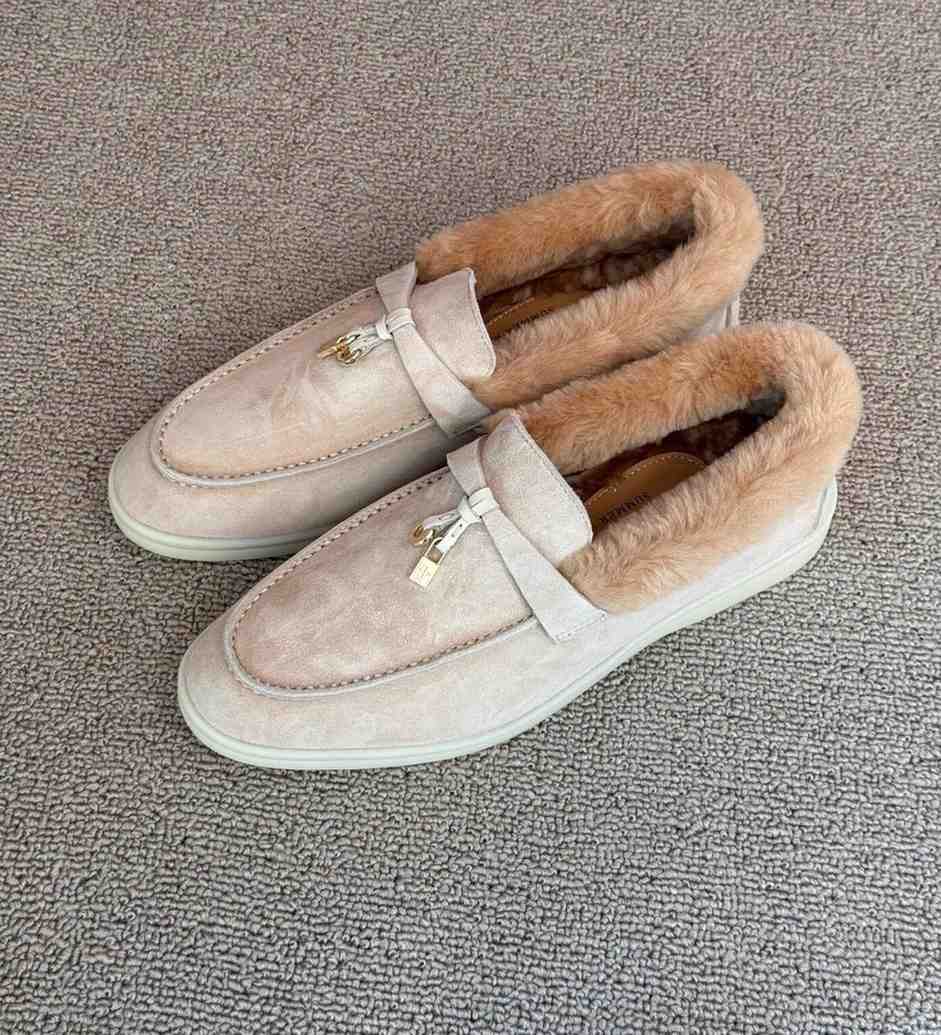 loro piana fur shoes brown