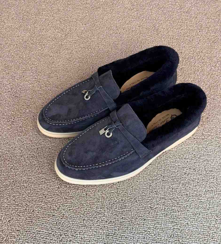 loro piana fur shoes dark grey