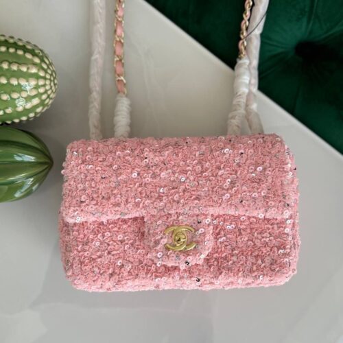 chanel sequin pink bag