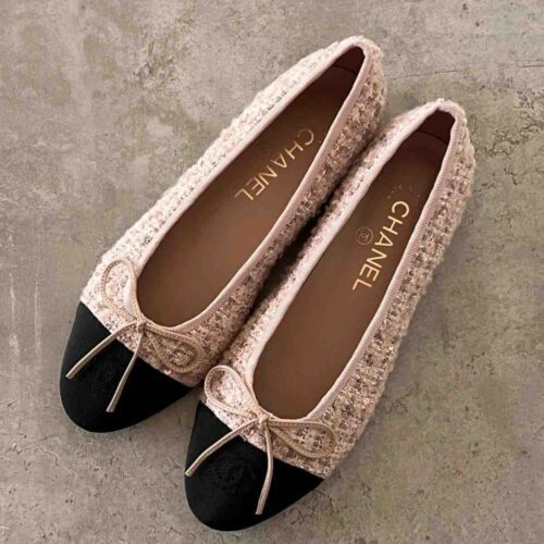 chanel tweed ballet flats​ pink