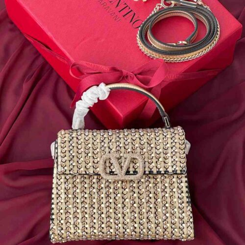 valentino garavani crystal Vsling metallic bag