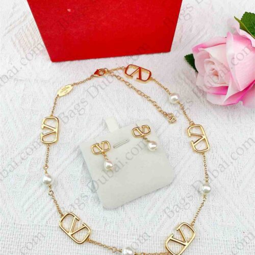 Valentino Garavani Vlogo ​Necklace & Earrings Gold