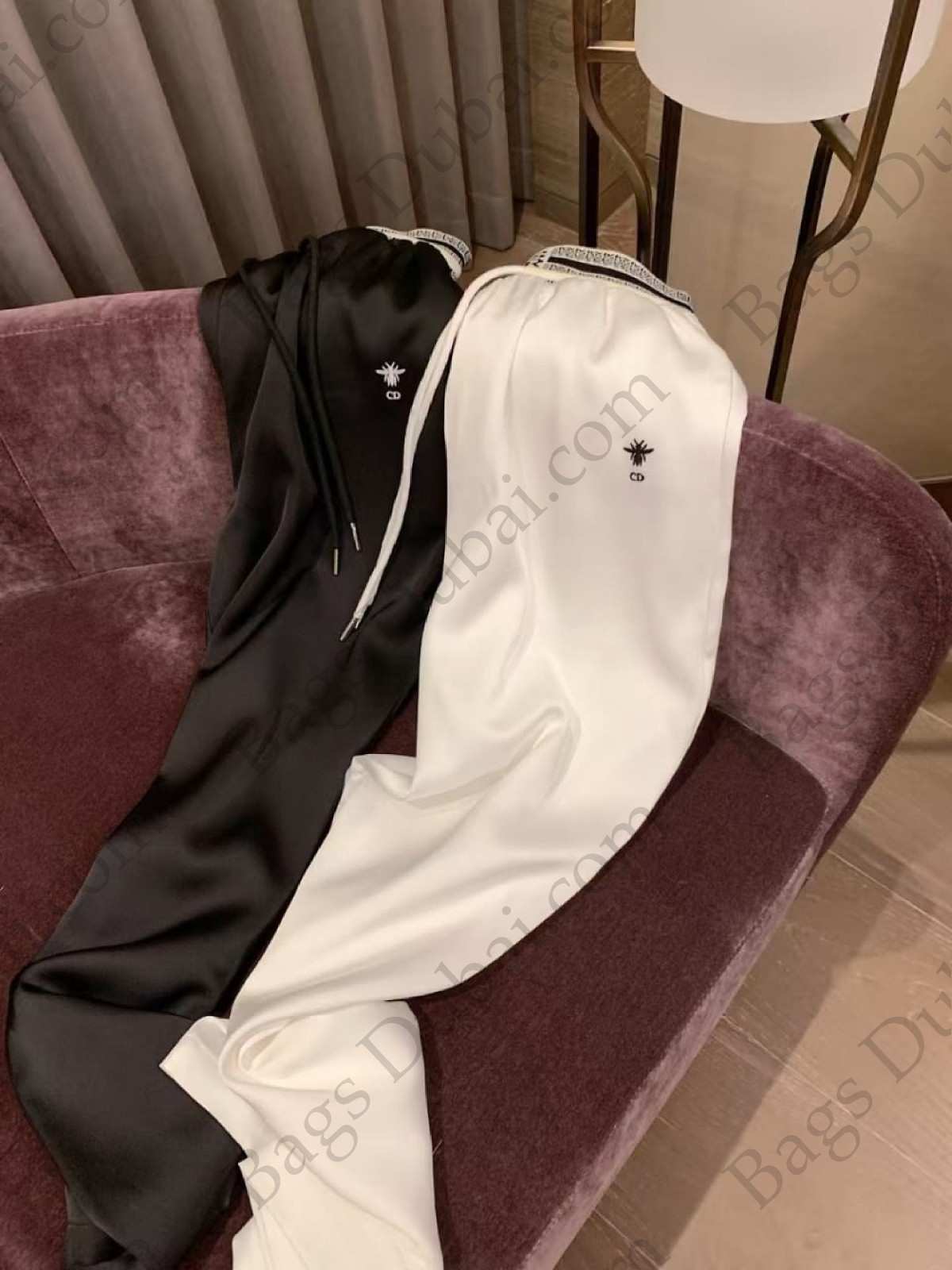 Miss Dior Logo Track Pants Black & White