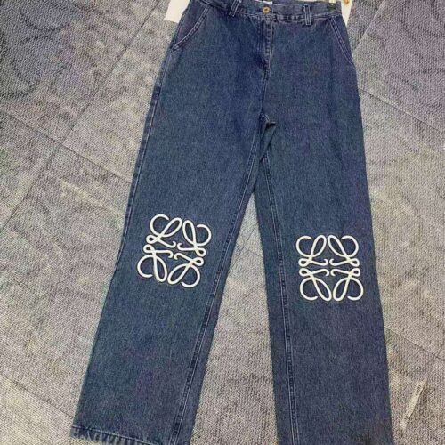 loewe anagram cropped jeans blue