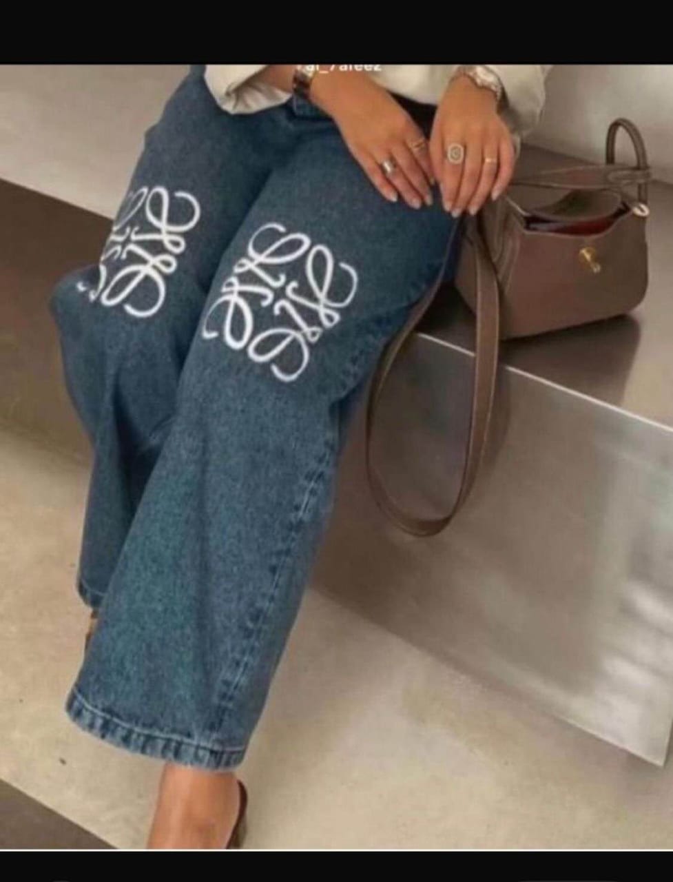 loewe anagram cropped jeans blue