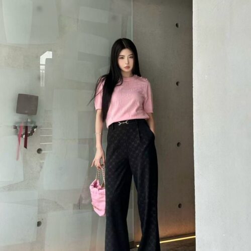 gucci belted GG jacquard pant navy blue