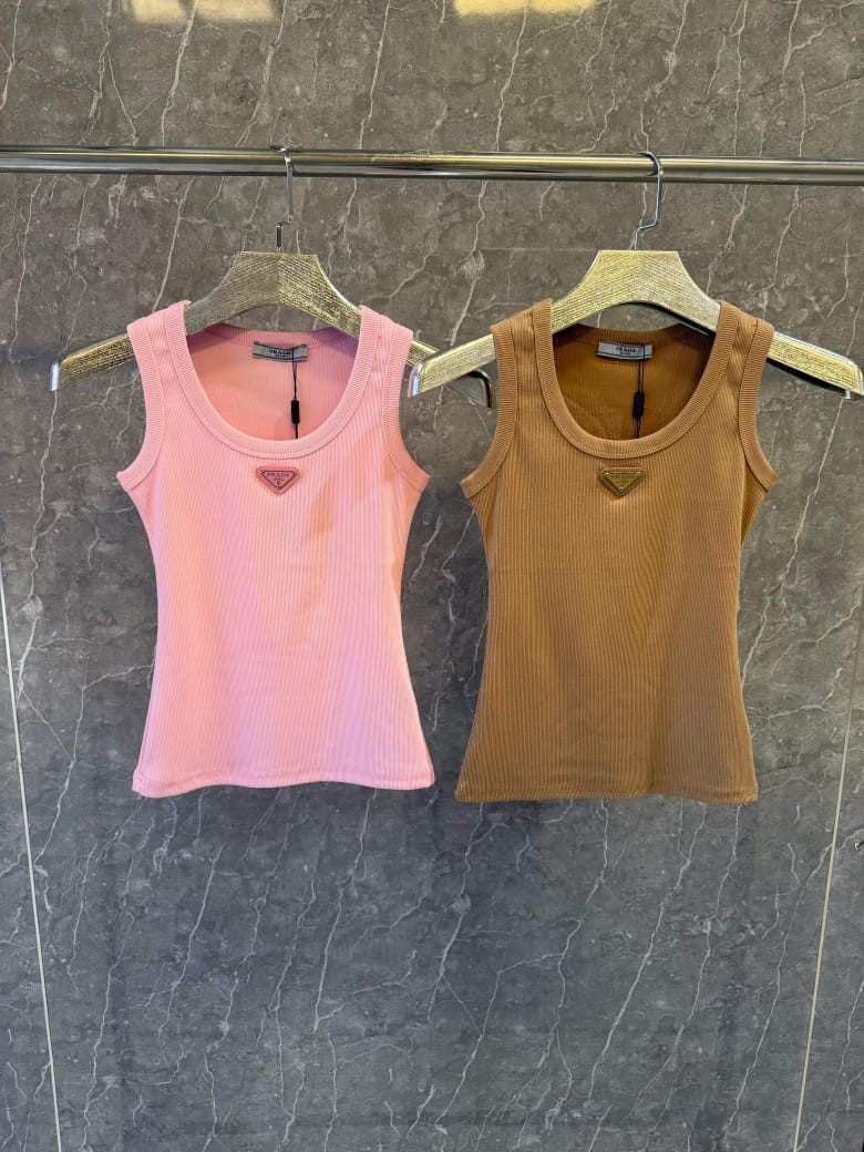 Prada Ribbed knit jersey tank top For Women
