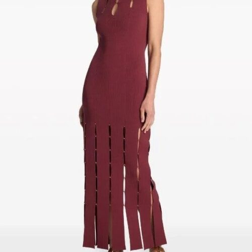 St. John sleeveless knit gown maroon