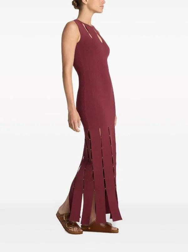 St. John sleeveless knit gown maroon