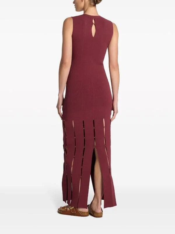 St. John sleeveless knit gown maroon
