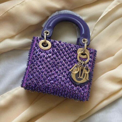 Mini Lady Dior Embroidered Pearl Bag​ Purple