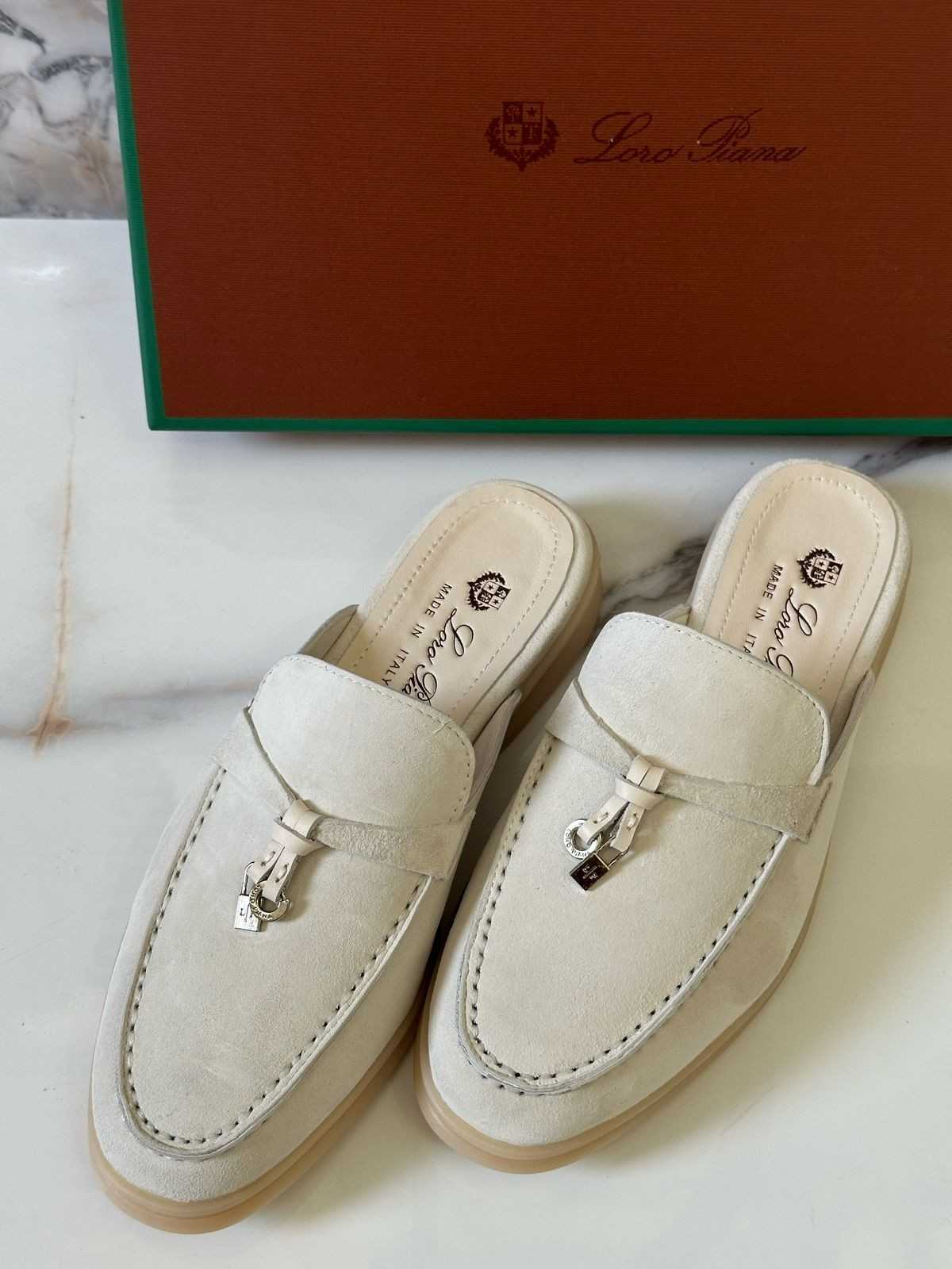 Loro Piana Babouche Charms Walk Loafer Powder Pearl
