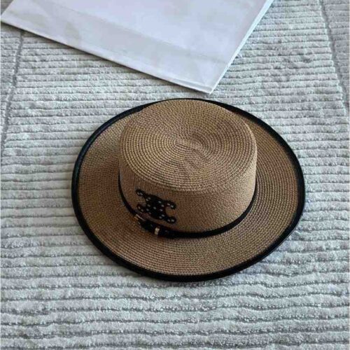 Celine Straw Boater Hat Brown