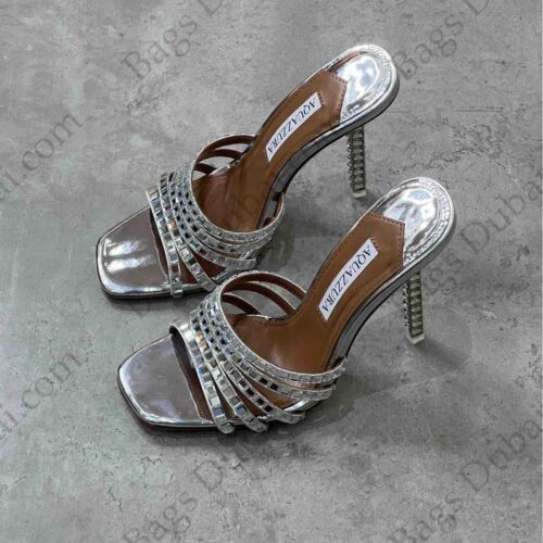 AQUAZZURA Rock Chic Mules Silver