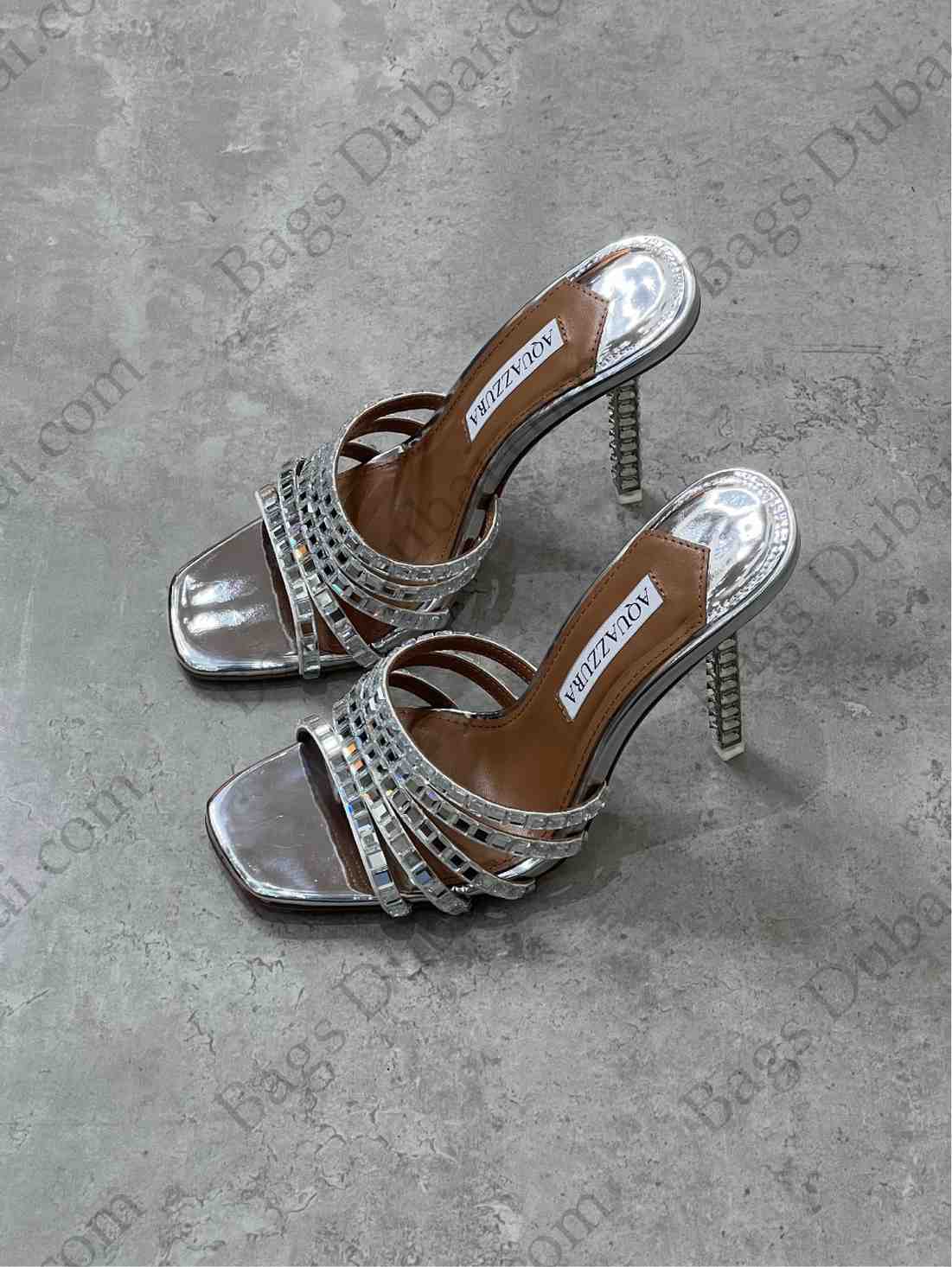 AQUAZZURA Rock Chic Mules Silver